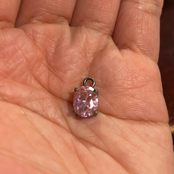 Nice simple CZ pink pendant sterling silver - Picture 5 of 5